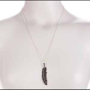 ADORNIA Aria Feather Black Spinel Pendant Necklace